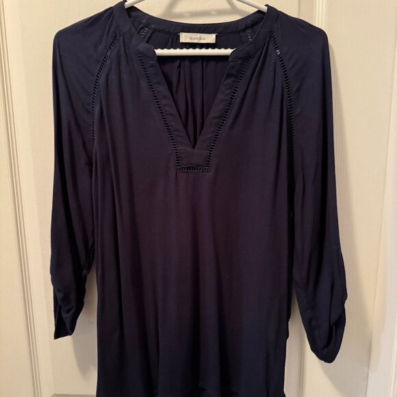 Mandee Navy blue long sleeve blouse - Picture 1 of 5